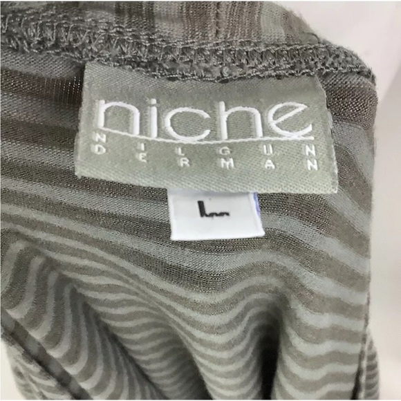 Niche Nilgun Derman Sz L Draped Jersey Striped Top Green Rayon Spandex Pullon - Picture 5 of 6